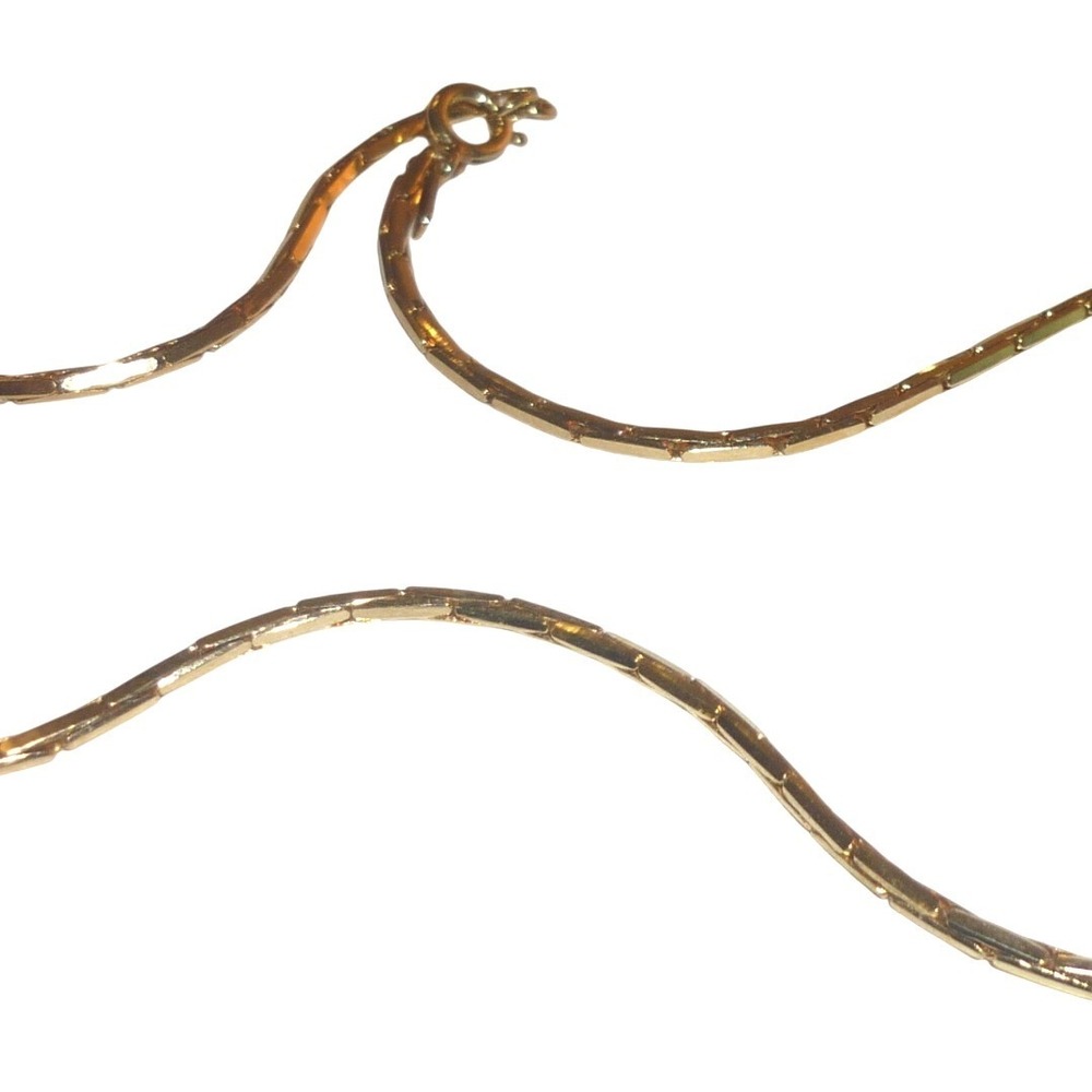 Gold Tone Reversible Snake Chain and Bar Link Necklace Minimalist Jewelry
